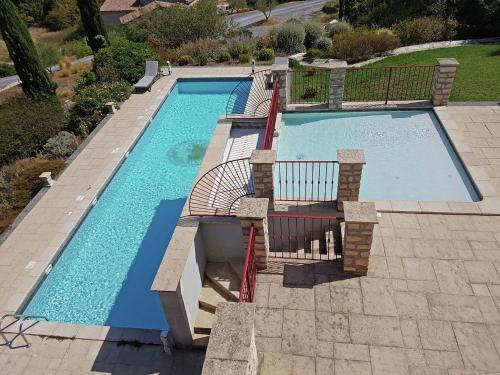 an overhead view of a swimming pool at Cosy holiday home with views and private pool in Saint-Ambroix