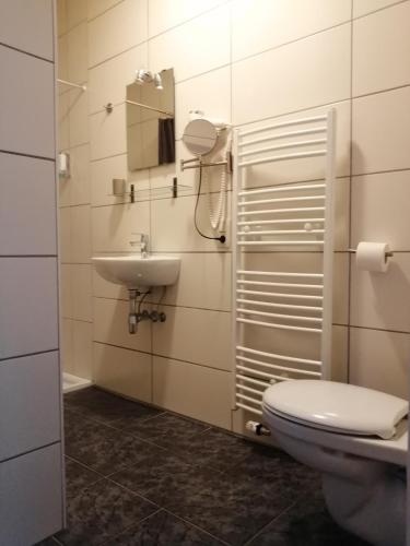 a bathroom with a toilet and a sink at B&B V.K. PGmbH in Saint-Vith