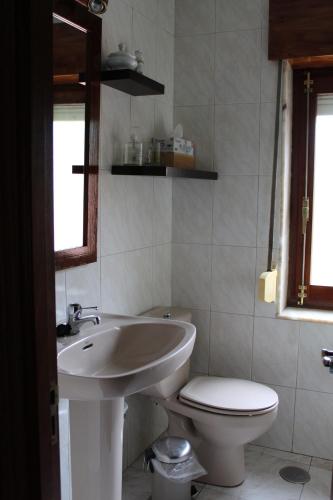 a bathroom with a white sink and a toilet at Vivienda Vacacional La Escribana - Casas de los Picos in El Mazo
