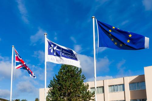 two flags of the european union and the eu flag at Holiday Inn Express Norwich by IHG in Norwich