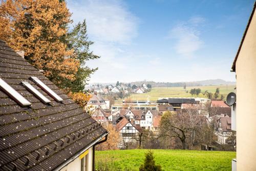 Blick auf eine Stadt vom Dach eines Hauses in der Unterkunft Lieblingsplatz Heroldsberg in Heroldsberg
