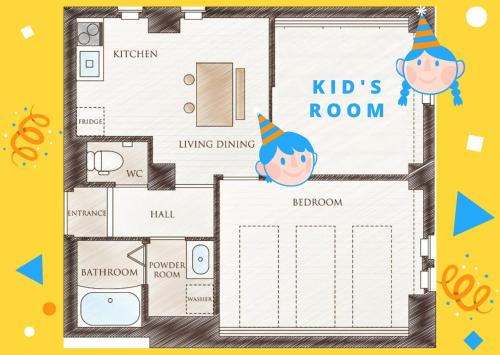 two children in a kids room floor plan at Hotel SAILS in Tokyo