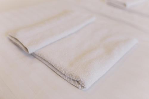 a white towel sitting on top of a table at Eco Sadiba KasKad in Velyka Volosyanka