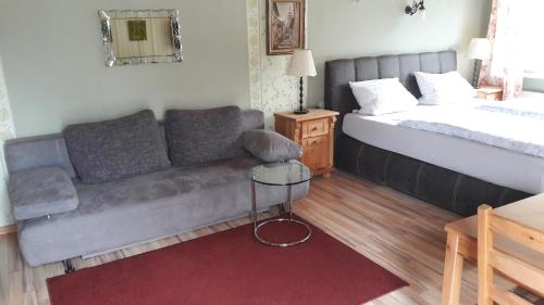 Cama o camas de una habitación en Pension Waldfrieden