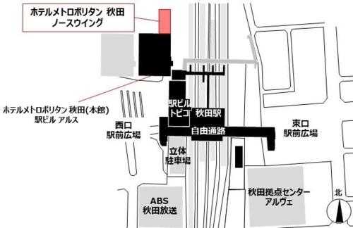 秋田市にあるホテルメトロポリタン秋田の書面の建物の間取り