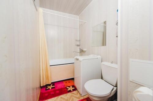 チタにあるDekabrist Apartment at Krasnoarmeyskaya 14の白いバスルーム(トイレ、シャワー付)