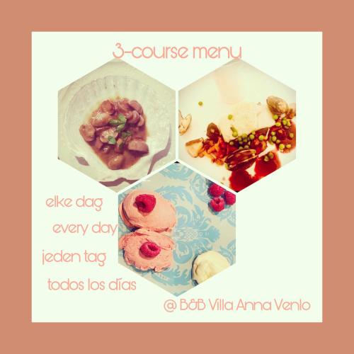 a collage of three pictures of different types of food at B&B Villa Anna, Venlo in Venlo