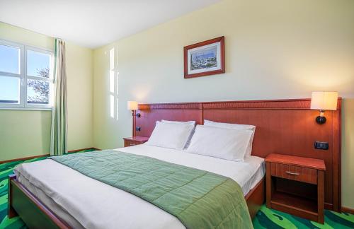 a bedroom with a large bed and a window at Hotel Vrata Krke in Lozovac