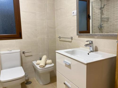 a bathroom with a toilet and a sink at LANZAROTE VACACIONAL in Arrecife