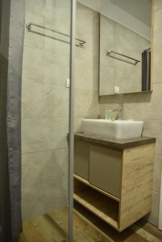 a bathroom with a sink and a mirror at Milmari Resort Premier 46 in Kopaonik