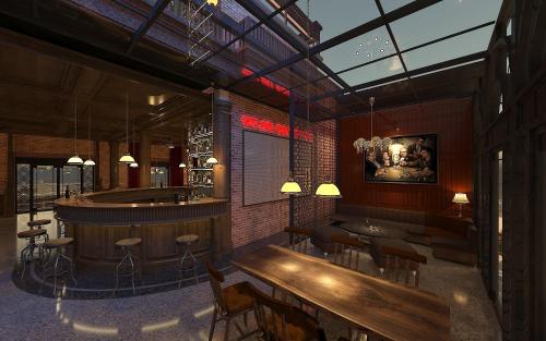 a rendering of a bar in a restaurant at Binh Minh Dien Chau Hotel in Diễn Châu