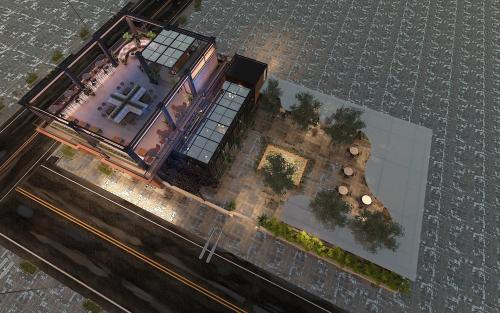 an overhead view of a building on a street at Binh Minh Dien Chau Hotel in Diễn Châu