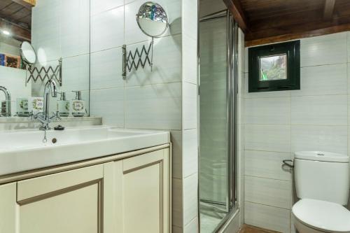 a bathroom with a sink and a toilet and a shower at Casa Irene in Teror