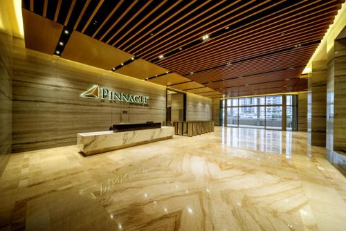 a large lobby with a stage in the middle of a building at Pinnacle PJ, Romantic City View, 1-4 Guests Designed Duplex Home by Flexihome-MY in Petaling Jaya