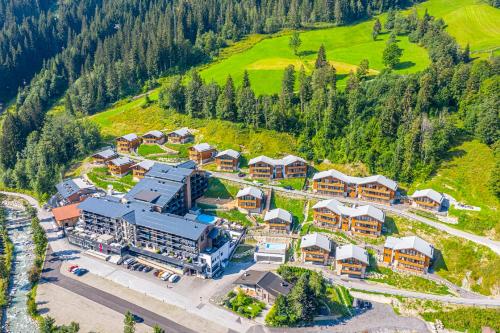 an aerial view of a resort in the mountains at Apartment Dorf Wagrain Alpenleben by AlpenTravel in Wagrain