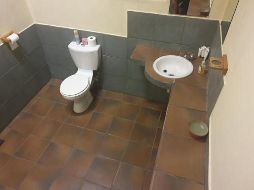 a bathroom with a toilet and a sink at Pumusa Bushcamp in Hluhluwe