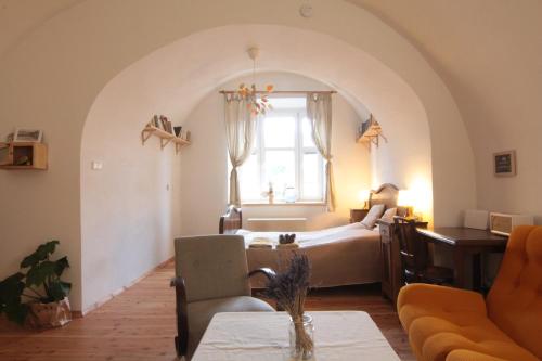 Χώρος καθιστικού στο Apartmán Tri Klenby
