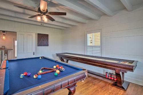 a pool table in a room with a ceiling at Pool, Hot Tub and Game Room Schulenburg Retreat in Schulenburg