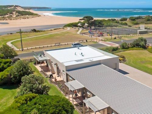 an aerial view of a building with a volleyball court at Peterborough House in Peterborough