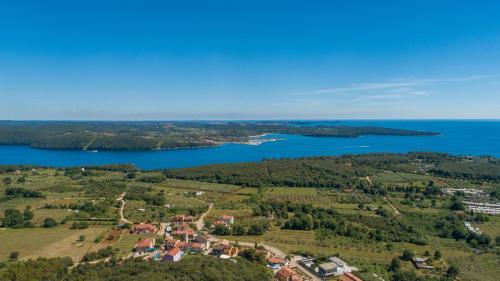 an aerial view of a town and a lake at Villa Lenoir in Vrsar