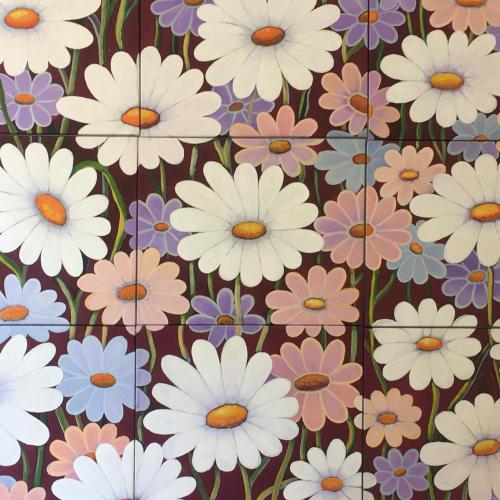 a pattern of white and purple flowers at Arthome Småland in Ruda