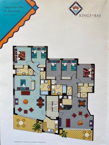 a floor plan of a villa on the beach at Kings Bay Apartments in Caloundra