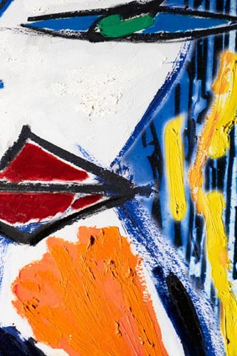 a close up of a painting of a clock at Locanda degli Artisti Art Hotel in Canazei