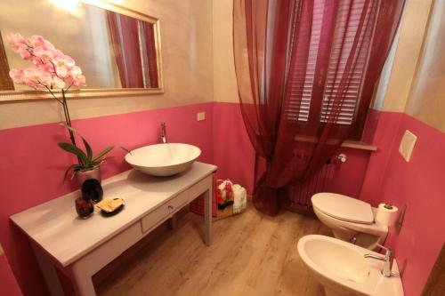 a bathroom with a sink and a toilet at Podere Osteria in Pienza