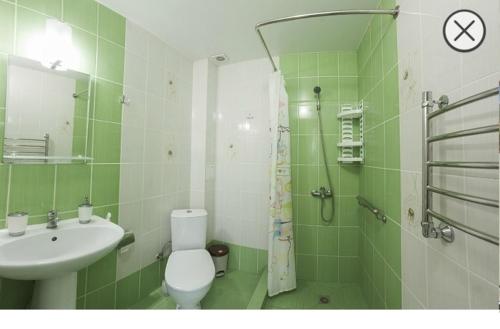 ガリャーチ・クリュチにあるЭКОТЕЛЬの緑豊かなバスルーム(トイレ、シンク付)