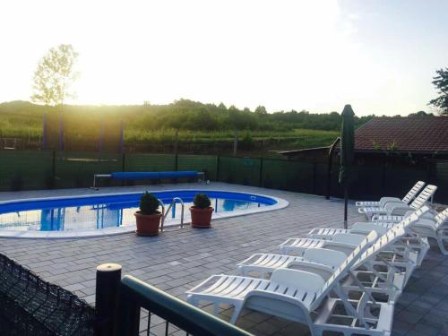 Bazén v ubytování One bedroom apartement with shared pool enclosed garden and wifi at Rakovica nebo v jeho okolí
