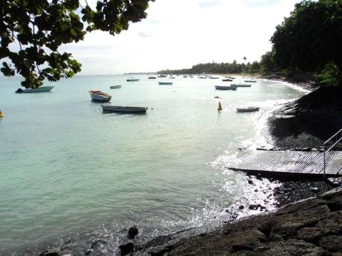 a group of boats in a body of water at Charming Apartment in Pamplemousses, 30 m² with Garden View in Pamplemousses Village
