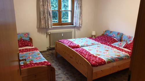 a bedroom with two beds and a window at Allgäu Bergluft in Weitnau