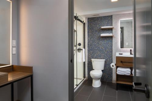 La salle de bains est pourvue de toilettes et d'un lavabo. dans l'établissement Hotel Indigo Chattanooga - Downtown, an IHG Hotel, à Chattanooga
