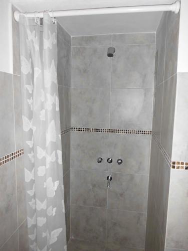 eine Dusche mit Duschvorhang im Bad in der Unterkunft 4 SOLES in Villa Gesell