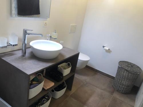 łazienka z umywalką i toaletą w obiekcie Gaspoz w mieście Morgins