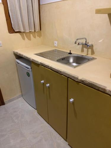 a kitchen counter with a sink and a dishwasher at Gerani in Vasilikos