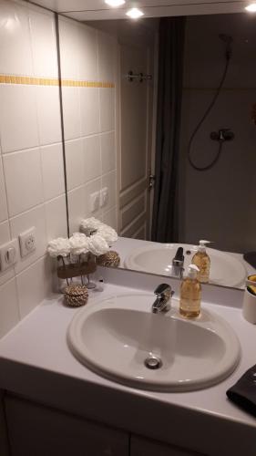 Ένα μπάνιο στο Duplex 6 pers, avec 8 couchages, garage, WIFI, calme, proche des pistes, top équipé et linges fournis, vue magnifique
