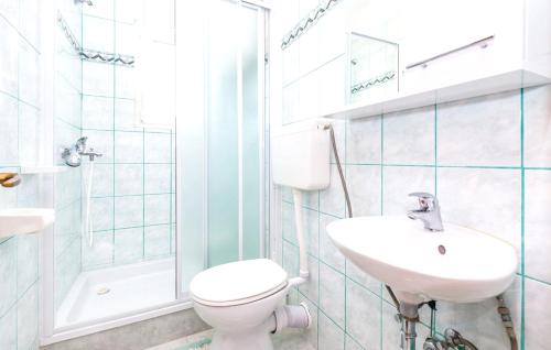Koupelna v ubytování Comfortable apartment with garden in Palit, 100 m², for 6 guests.