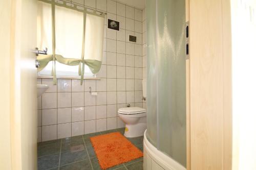 Baño pequeño con aseo y lavamanos en Forteca Apartments - Korčula Centre, en Korčula