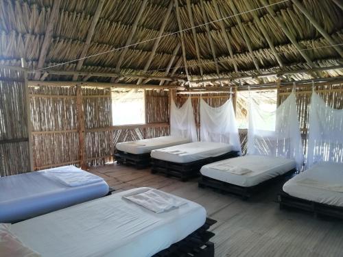 Moon Wind Tayrona Hostelにあるベッド