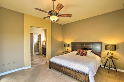 a bedroom with a bed and a ceiling fan at Mtn-View Home with Pool in Fountain Hills in Fountain Hills
