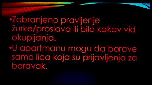 a bunch of red and white text on a black background at Apartman Sweet dreams 1 in Niš