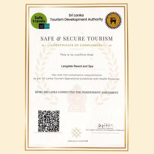 a certificate of eligibility for a certificate of registration in akritkritkritkrit institute at Langdale Boutique Hotel by Amaya in Nuwara Eliya