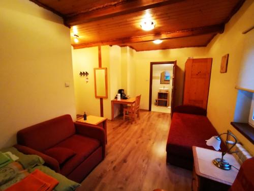 a living room with a couch and a table at Agroturystyka Klęk in Stryków