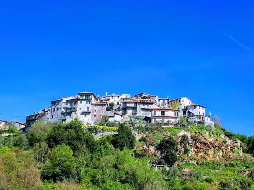 eine Gruppe von Häusern auf einem Hügel in der Unterkunft La casa di Piera in Riccò del Golfo di Spezia