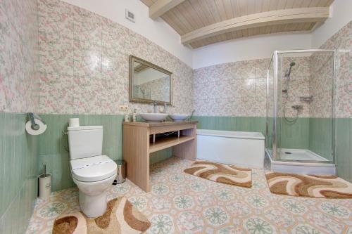 タターリウにあるOlga Deluxeのバスルーム(トイレ、洗面台、シャワー付)