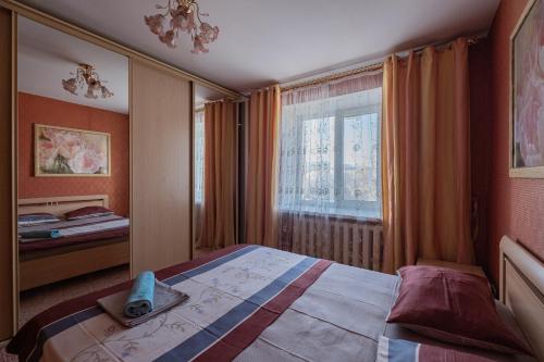 トムスクにあるАпартаменты Красноармейская 135のベッドルーム(ベッド1台、窓付)
