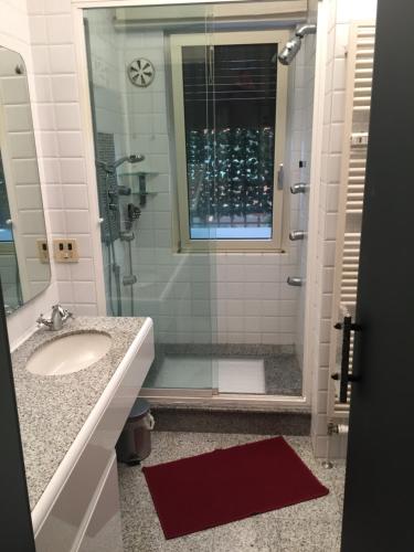 La salle de bains est pourvue d'une douche et d'un lavabo. dans l'établissement Suite, à Vintimille