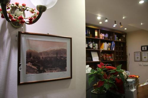 a picture hanging on a wall in a room at Kralev Dvor Hotel in Bansko