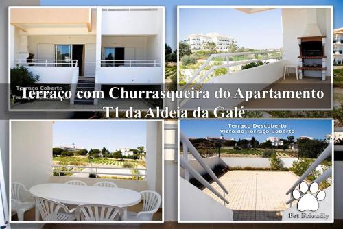 a collage of pictures of a villa at Os Apartamentos A Ramos na Praia da Galé Estão inserido em Condomínio com PISCINA, Fica apenas a 350 Metros da Praia da Galé - Apartamentos com Ar Condicionado tanto nos Quartos como na Sala, Smart TV com Prime Vídeo e Cozinha Completa in Albufeira